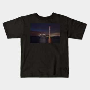 Ship parked in front of the Pell Bridge Newport RI Kids T-Shirt